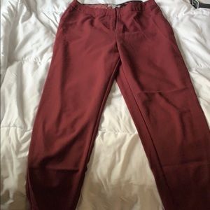 Maroon zip ankle length dress pants